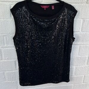 Ted Baker London Sequins Sleeveless Sparkling Black Top Blouse sz 6/8